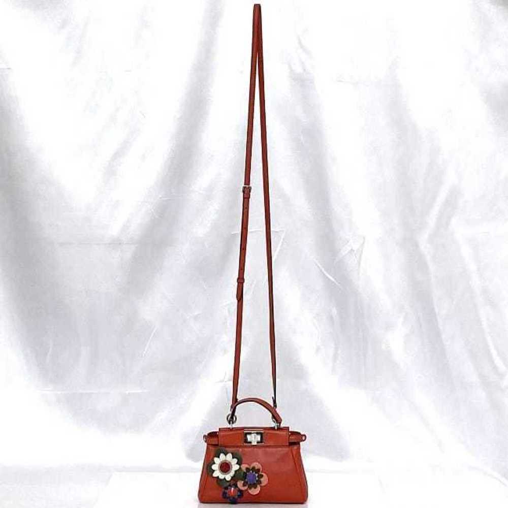 FENDI Red Leather Peekaboo Shoulder Bag - Picture 3 of 11